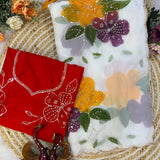Shiny White Floral Print Saree
