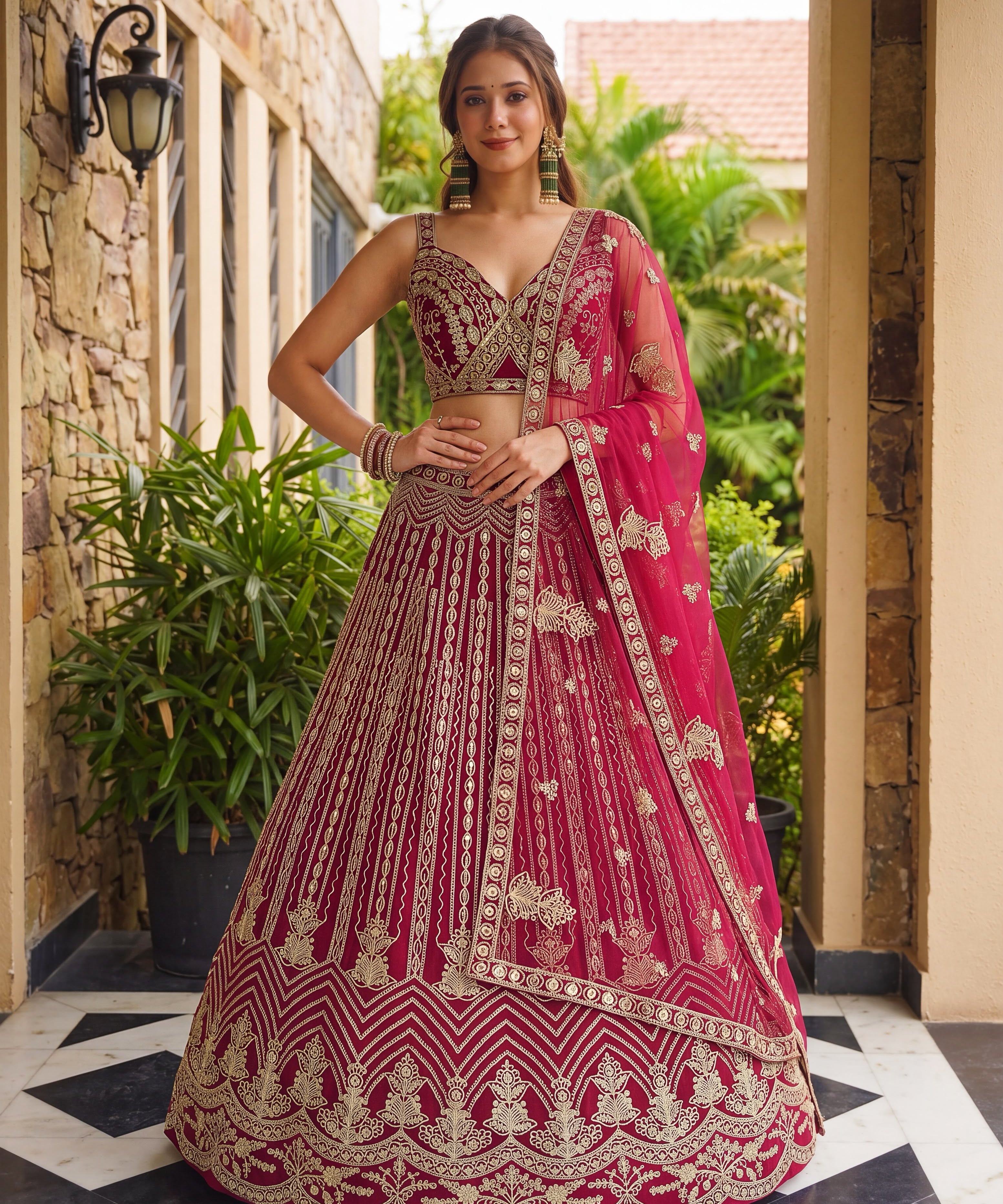 Luxury Net Embroidered Lehenga