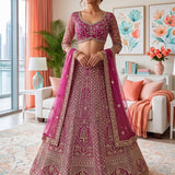 Bridal Wedding Net Embroidered Lehenga