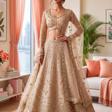 Bridal Wedding Net Embroidered Lehenga