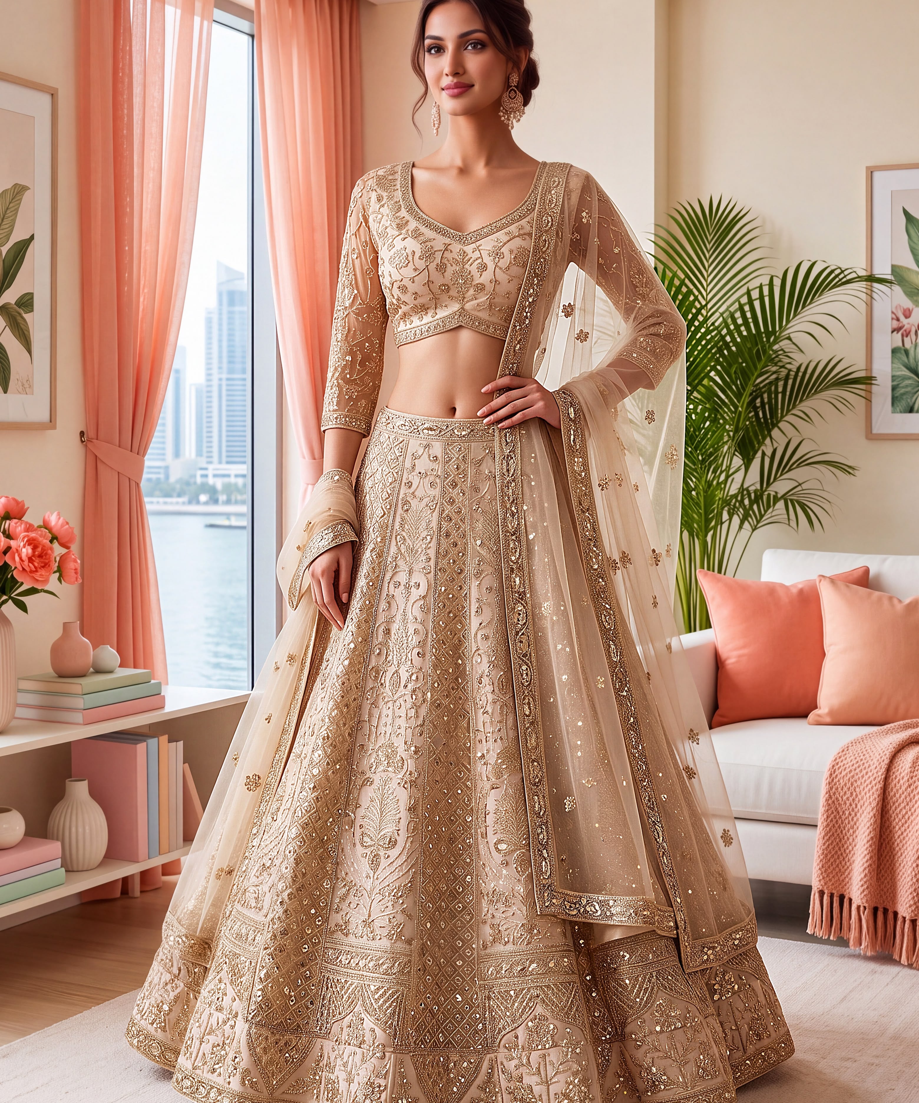 Bridal Wedding Net Embroidered Lehenga