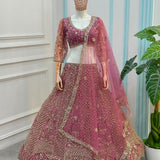 Bridal Wedding Net Embroidered Lehenga