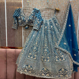 Bridal Wedding Net Embroidered Lehenga