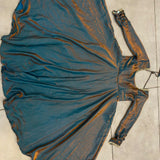 Light Teal Shiny Silk Gown