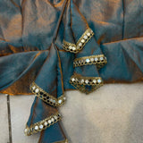 Light Teal Shiny Silk Gown