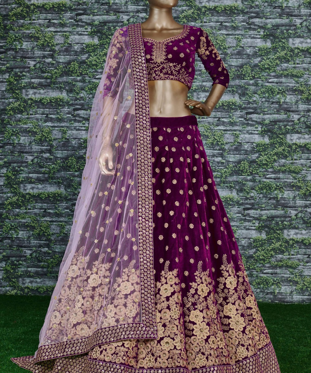 Royal Embroidered Velvet Lehenga