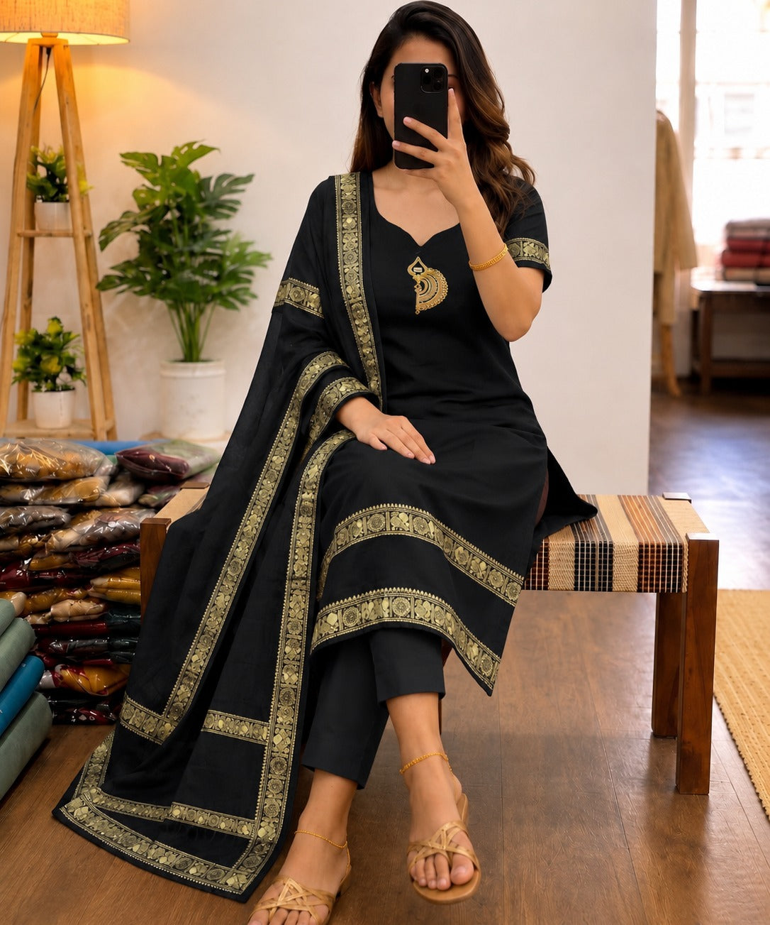 Festive Cotton Straight Kurti Set