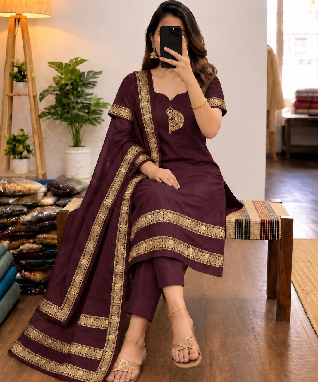 Festive Cotton Straight Kurti Set