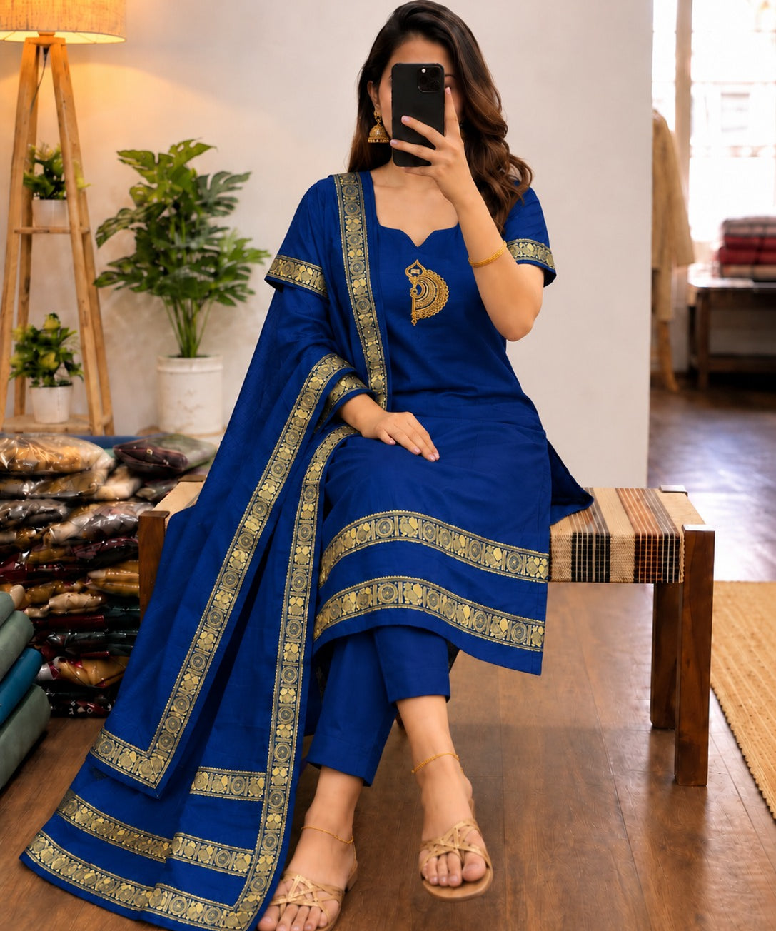 Festive Cotton Straight Kurti Set