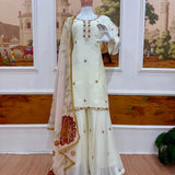 Classic Off-white Georgette Top Plazzo