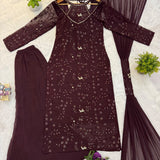 Trendy Embroidered Kurti Plazzo Set
