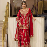 Pakistani Silk Embroidered Top Lehenga