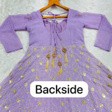 Lavender Foil Work Anarkali Gown