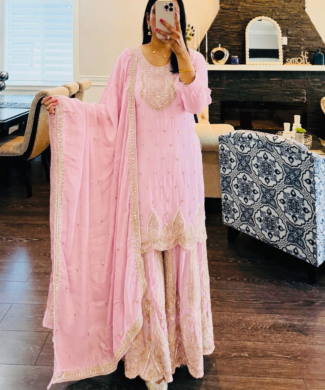 Stunning Georgette Embroidered Suit