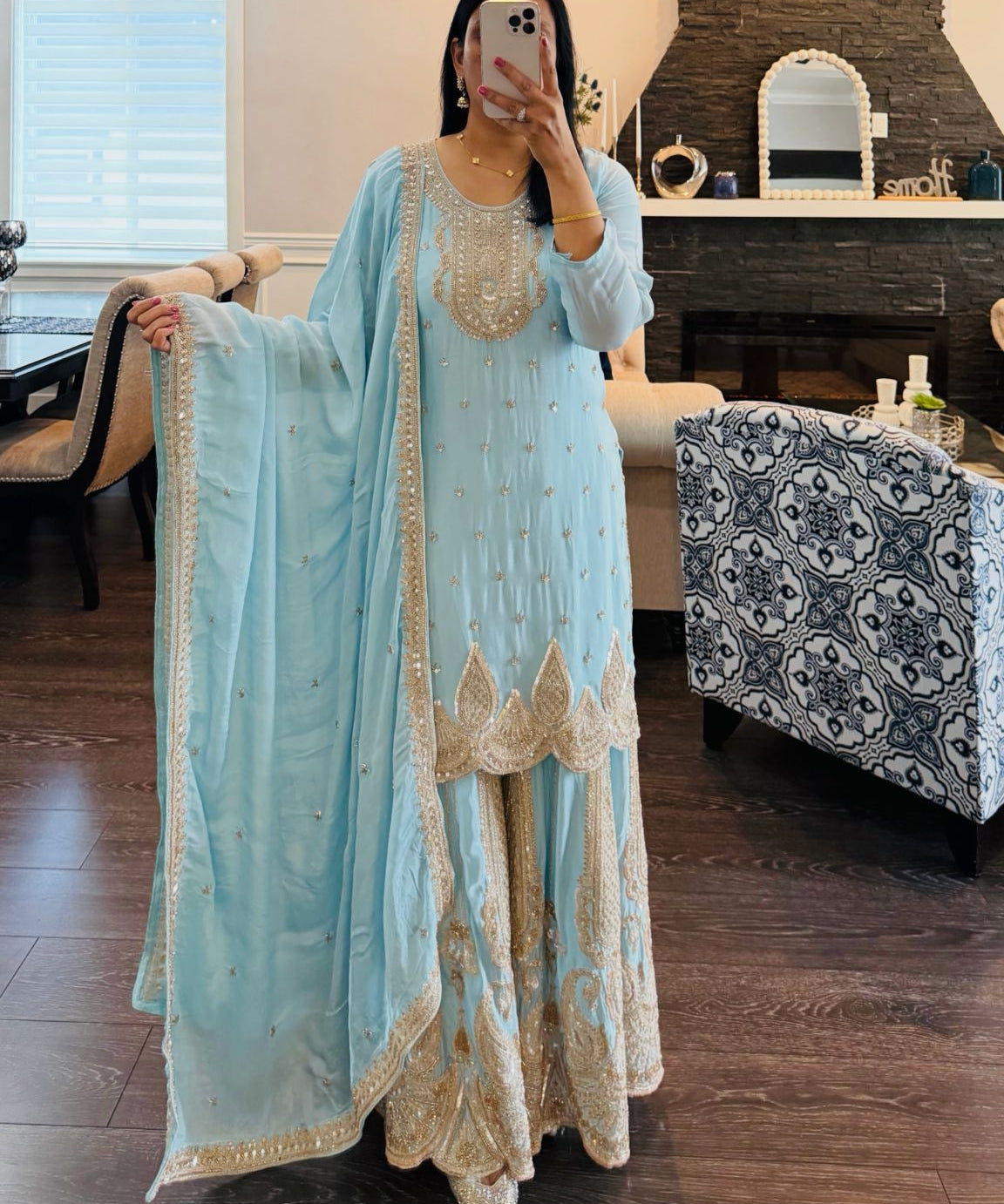 Stunning Georgette Embroidered Suit