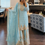 Stunning Georgette Embroidered Suit