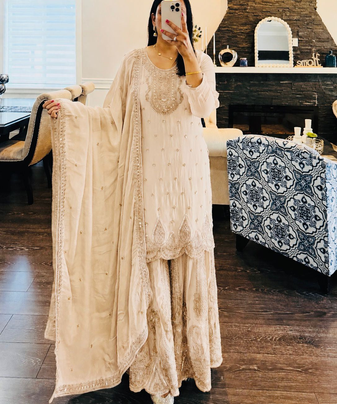 Stunning Georgette Embroidered Suit
