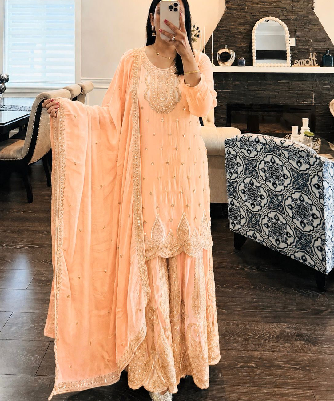 Stunning Georgette Embroidered Suit