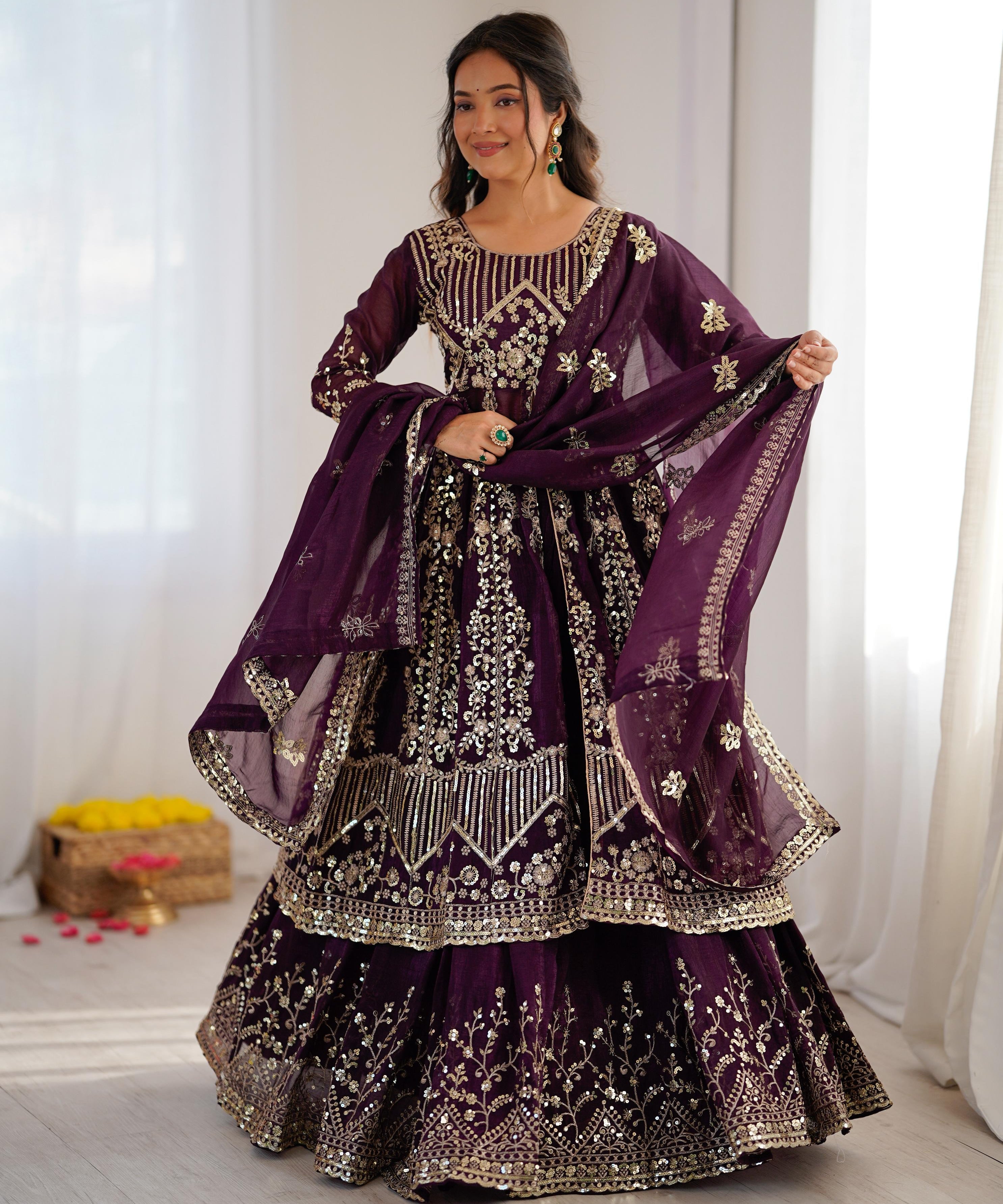 Attractive Embroidered Top Lehenga