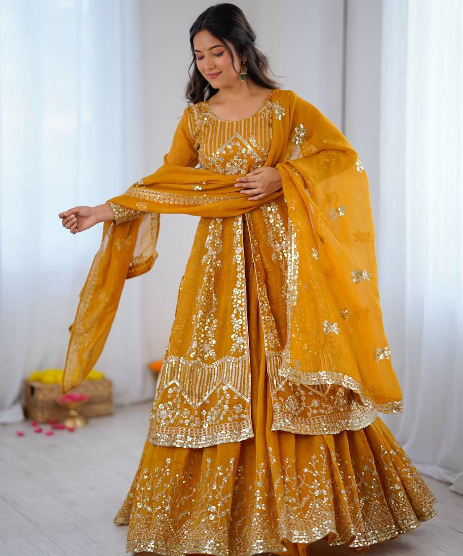 Attractive Embroidered Top Lehenga