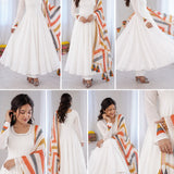 Classy White Cotton Anarkali Suit