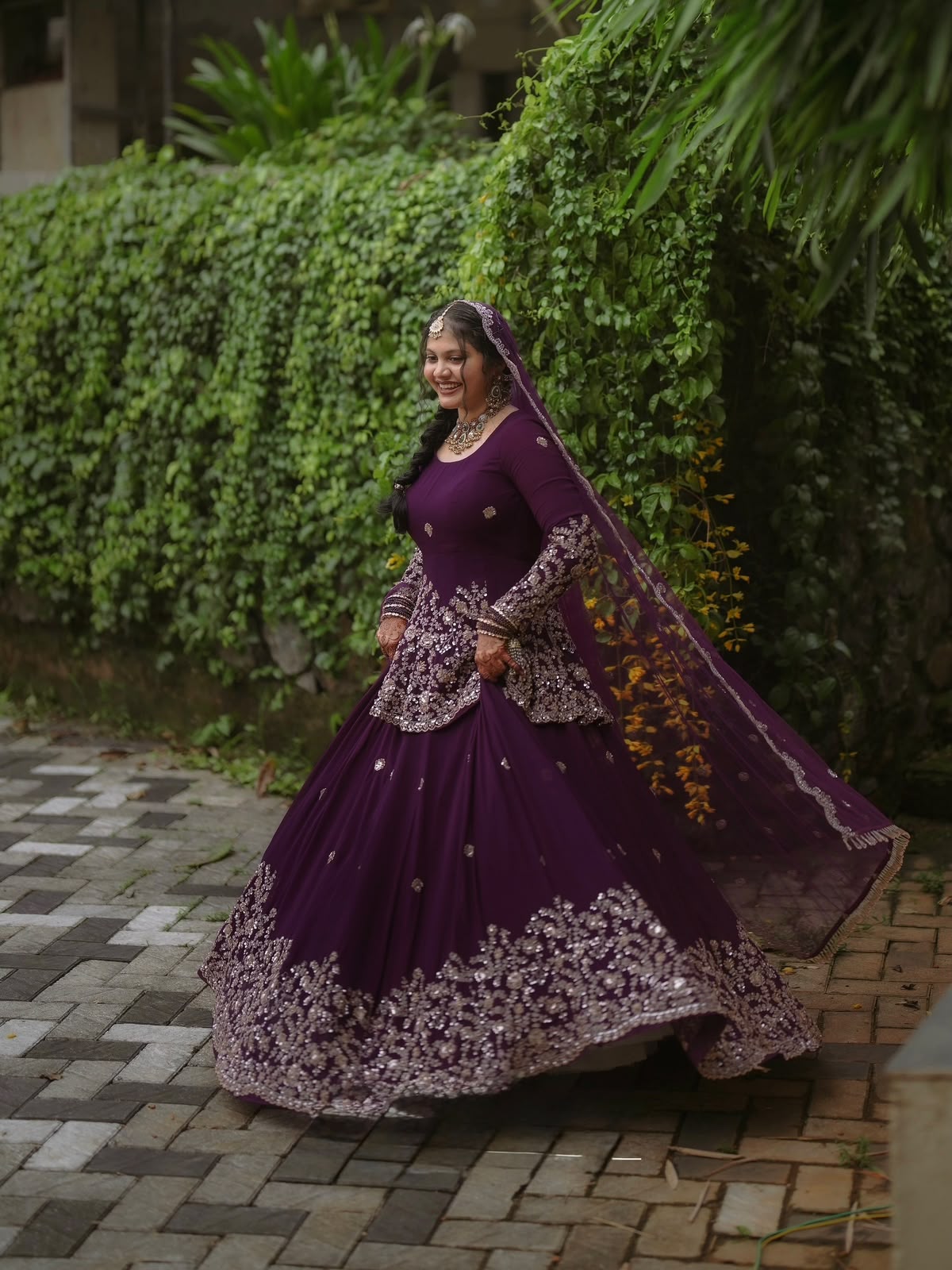 Panjabi Weeding Look Top Lehenga