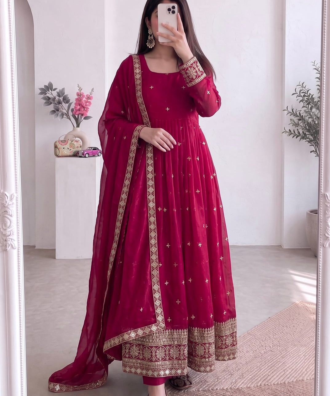 Stunning Fandy Silk Anarkali Gown