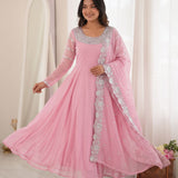 Classy Baby Pink Georgette Gown
