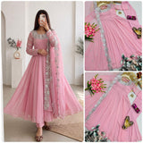 Classy Baby Pink Georgette Gown