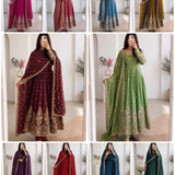 Alluring Embroidered Silk Anarkali Gown