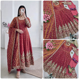 Alluring Embroidered Silk Anarkali Gown
