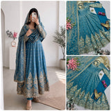 Alluring Embroidered Silk Anarkali Gown