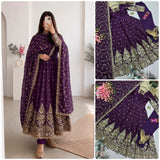 Alluring Embroidered Silk Anarkali Gown