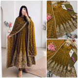 Alluring Embroidered Silk Anarkali Gown