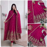 Alluring Embroidered Silk Anarkali Gown