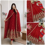Alluring Embroidered Silk Anarkali Gown