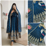 Alluring Embroidered Silk Anarkali Gown