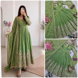 Alluring Embroidered Silk Anarkali Gown
