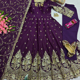 Alluring Embroidered Silk Anarkali Gown