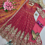 Alluring Embroidered Silk Anarkali Gown