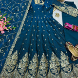 Alluring Embroidered Silk Anarkali Gown