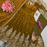 Alluring Embroidered Silk Anarkali Gown