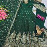 Alluring Embroidered Silk Anarkali Gown