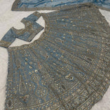 Delicated Sky Blue Silk Lehenga