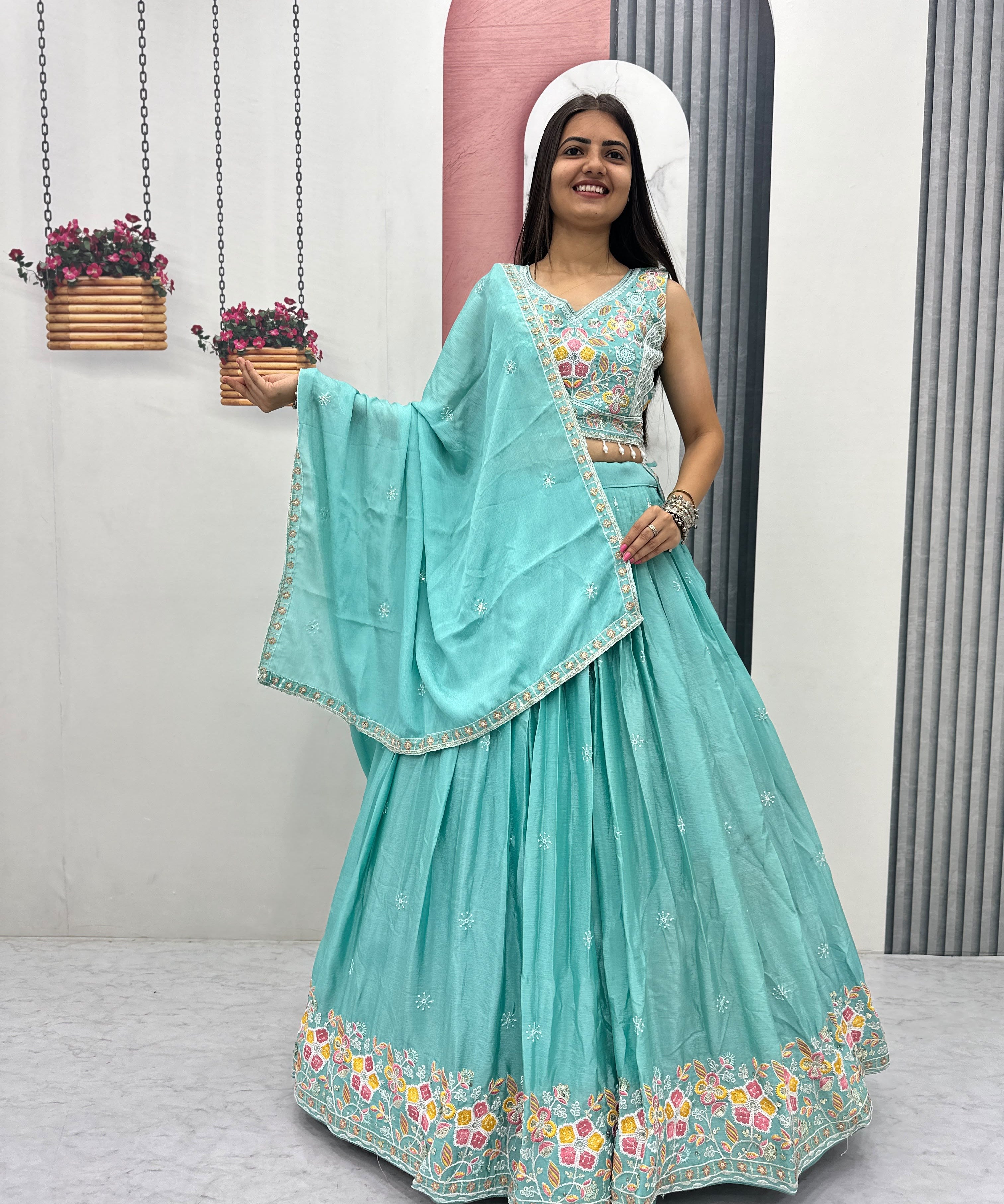 Festive Chinon Sequence Work Lehenga