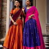 South Indian Style Cotton Silk Lehenga