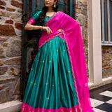 South Indian Style Cotton Silk Lehenga