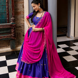 South Indian Style Cotton Silk Lehenga