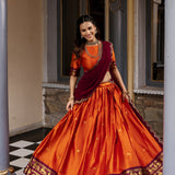 South Indian Style Cotton Silk Lehenga