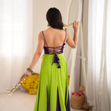 Parrot Green Beautiful Rayon Lehenga